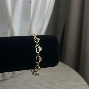 Double heart plain and pavé center Bracelet